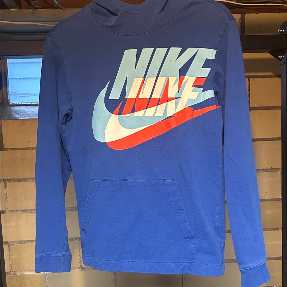 Nike Kids Blue and Orange Logo Hoodie